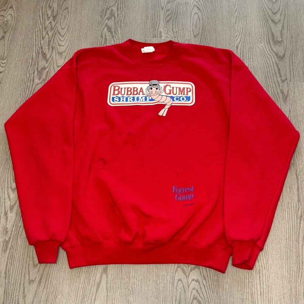 Vintage 90s Bubba Gump Shrimp Co. Sweatshirt Forrest Gump Movie‎ Promo Red XL